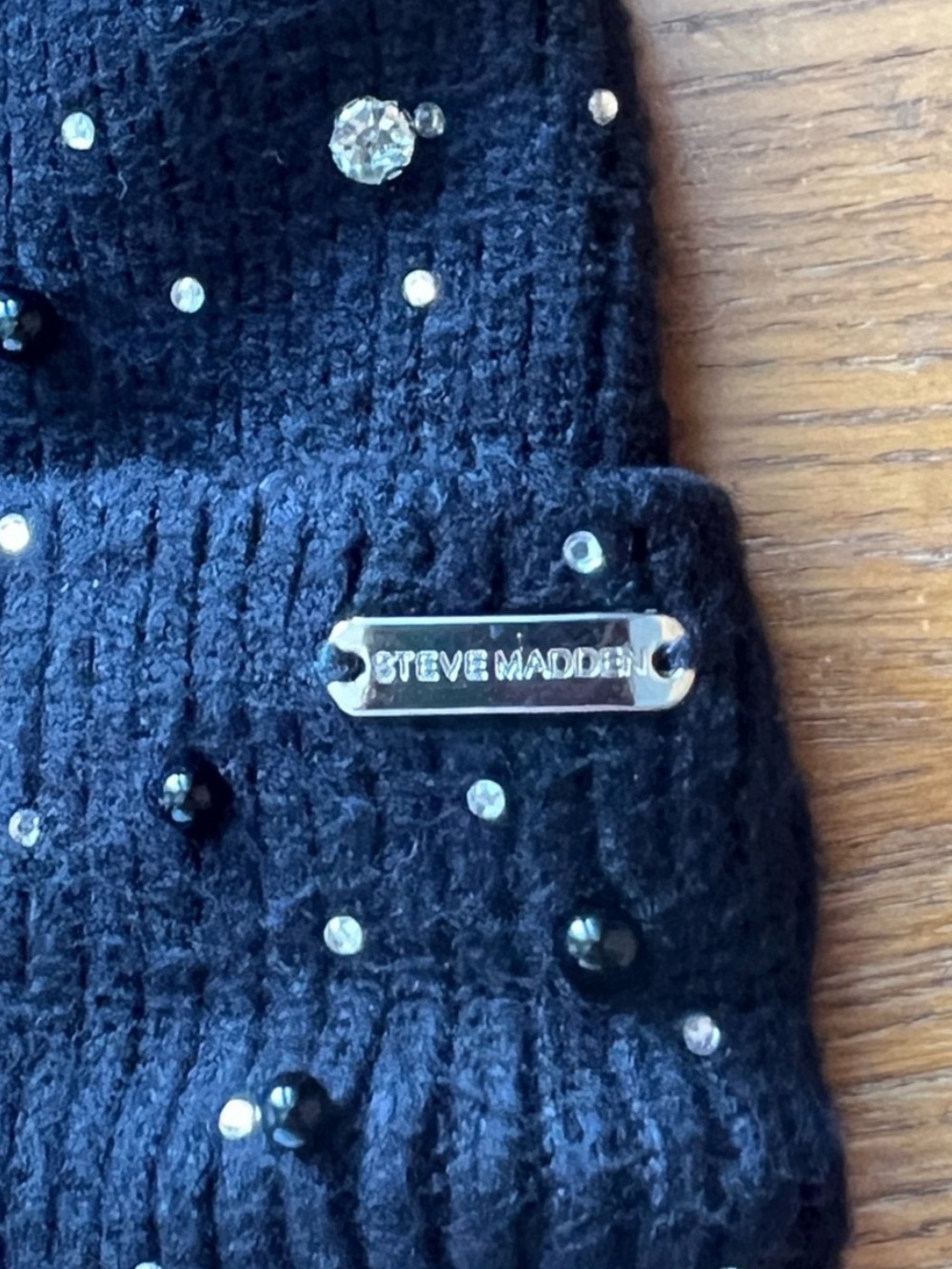 Steve Madden Black Rhinestone Beanie - NWOT